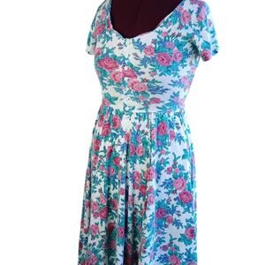 Expo Vintage 90s Comfy Maxi Dress sz 8 repaired roses floral button up pockets